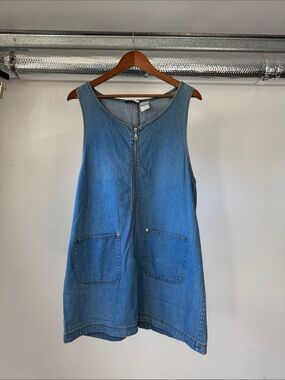 Light Blue Denim Zip-Front Pocket Dress